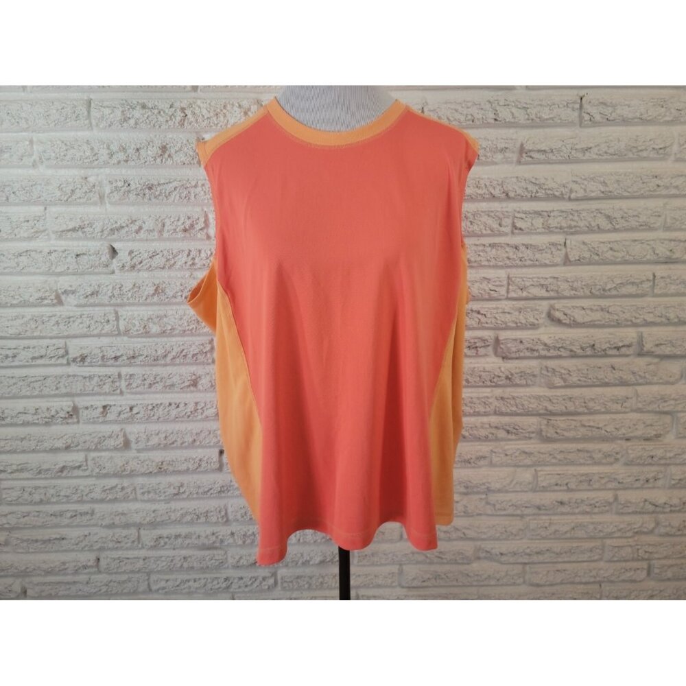 Lands End 3X Orange Tank Top Crew Neck Sleeveless Athletic Womens Plus ORA6E